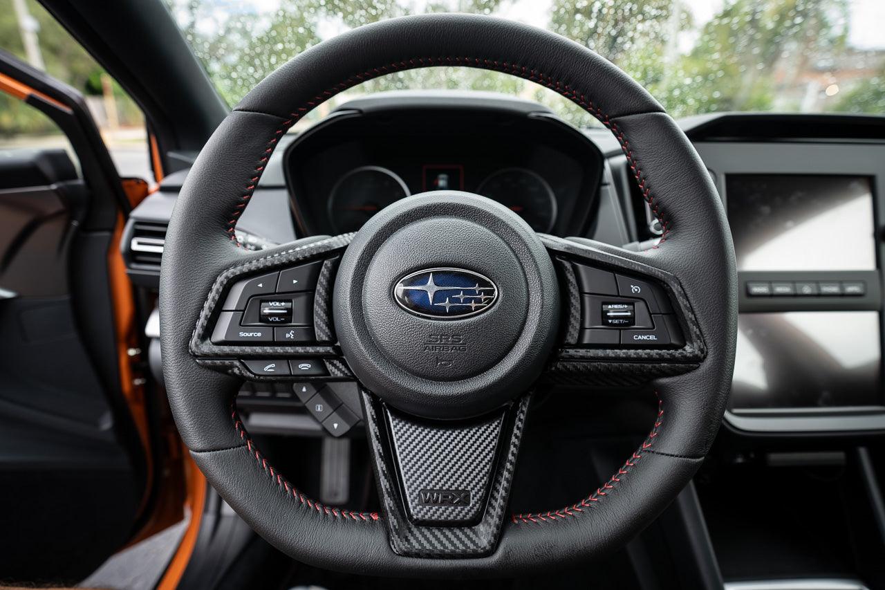 3D Carbon Steering Wheel Trim Overlays - 2022+ Subaru WRX – StickerFab
