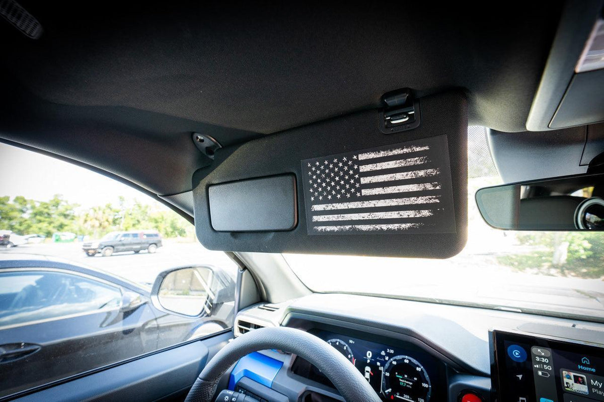 2024+ Toyota Sun Visor Airbag Label Distressed American Flag
