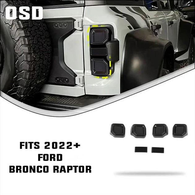 Bronco Raptor Rear Lamp OSD Bronco Raptor Smoked Acrylc Tail Light Overlays | StickerFab