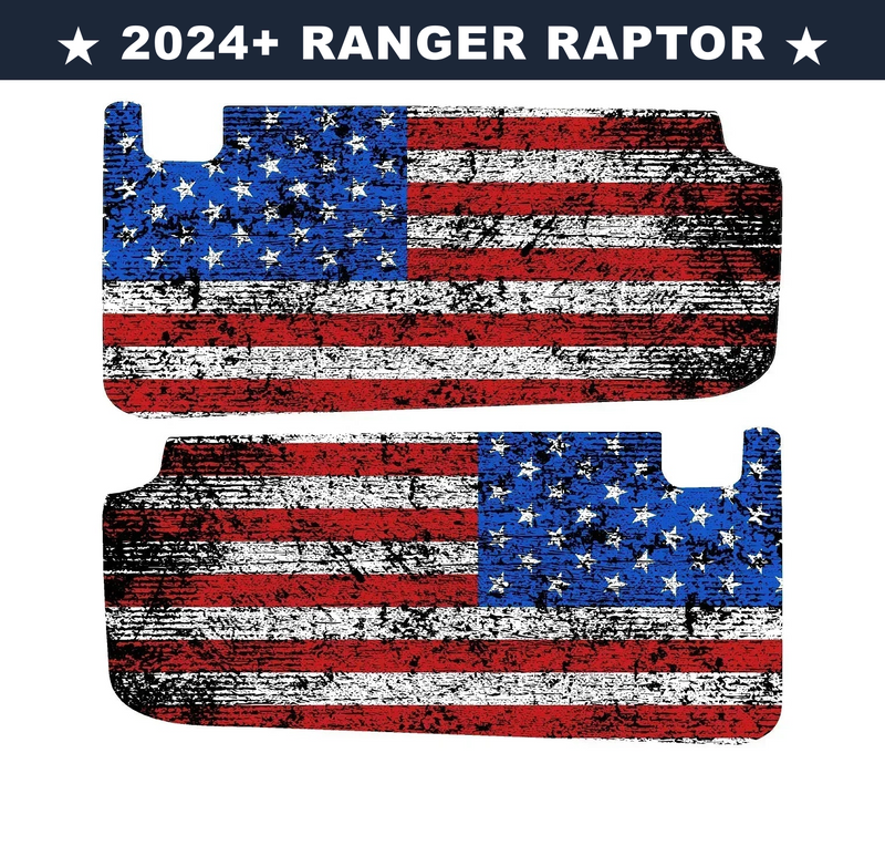 2024+ Ranger Raptor American Flag Sun Visor Overlays with Homelink ...