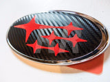 3D Carbon Fiber Front and Rear Emblem Overlays - 2008-2014 WRX Sedan - StickerFab