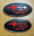 3D Carbon Fiber Front and Rear Emblem Overlays - 2022+ WRX - StickerFab