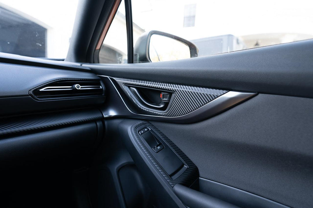 3D Carbon Interior Door Handle Trim Overlay Part 1 - 2022+ Subaru WRX - StickerFab