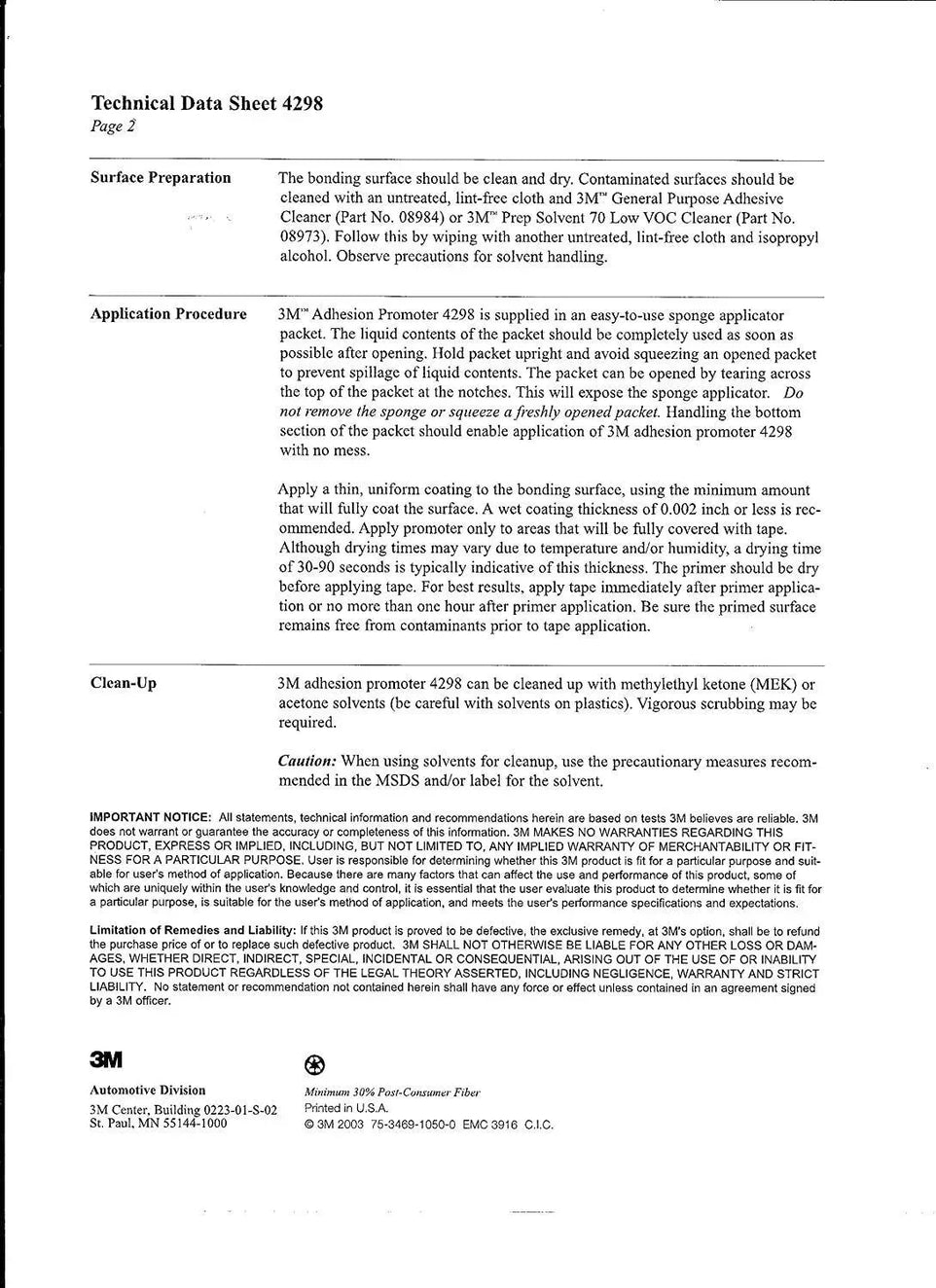 3M 4298 Adhesive Promoter Sponge Applicator - Universal - StickerFab