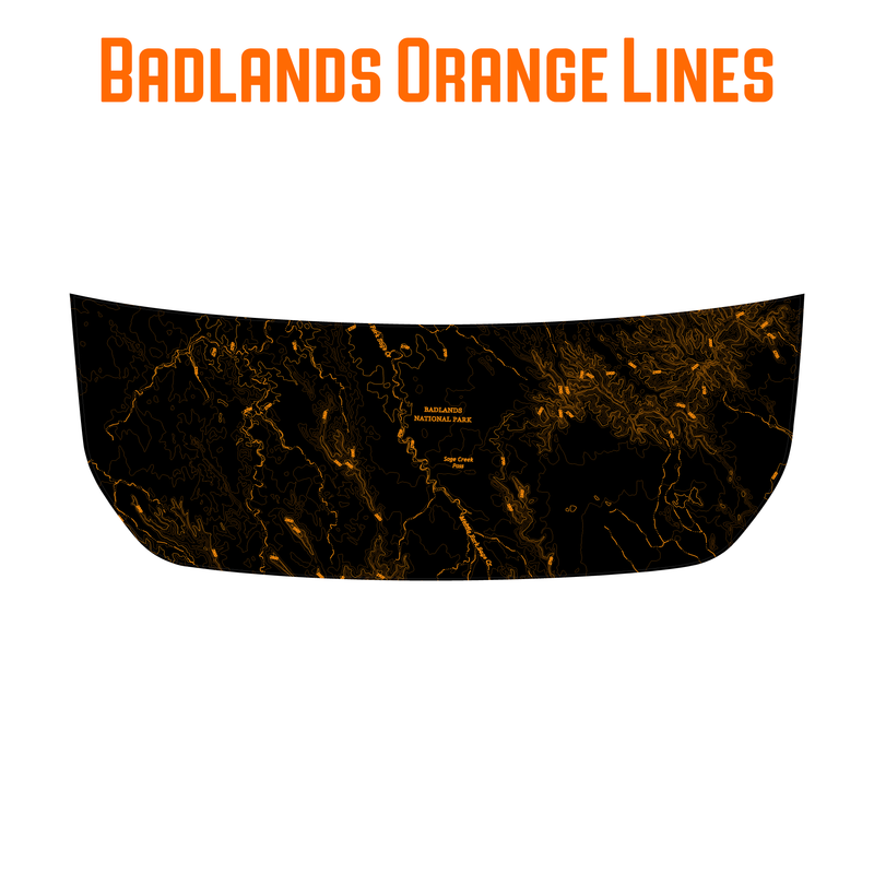 Stealth Black Badlands Topographic Map Hood Overlay (Printed Series) - 2021+ Bronco