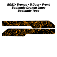 Topo Front Interior Upper Door Card Insert Overlays (Printed Series) - 2021+ Bronco 2 Door - StickerFab