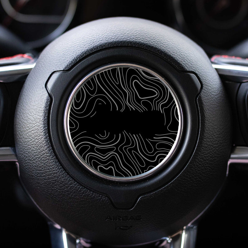 Topographical Map Print Steering Wheel Decal for Jeep - 2018+ Wrangler JL / Gladiator JT