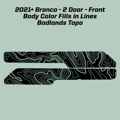 Topo Front Interior Upper Door Card Insert Overlays (Printed Series) - 2021+ Bronco 2 Door - StickerFab