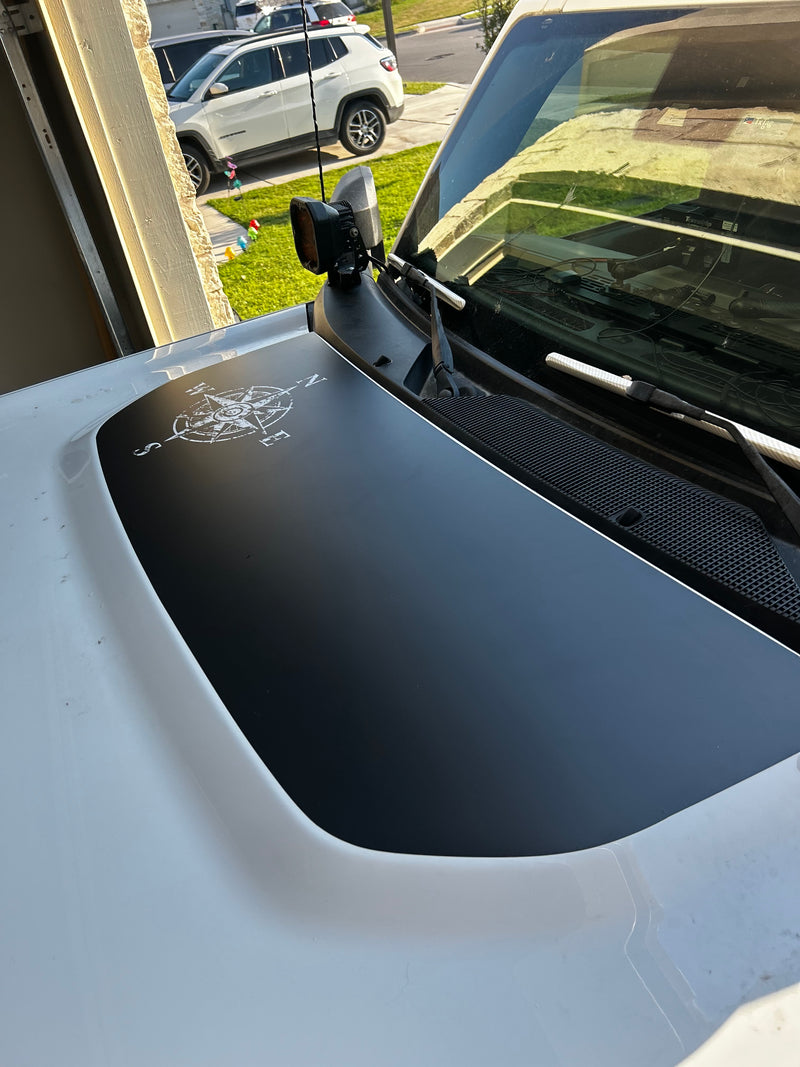 Stealth Black Compass Rose Hood Overlay (Printed Series) - 2021+ Bronco
