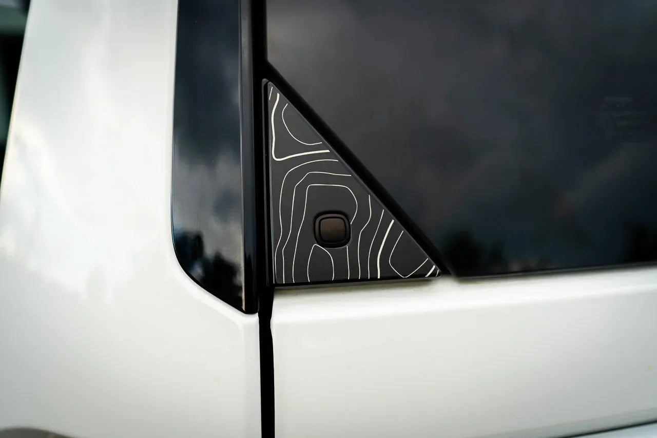 Car Rear Overlay 2024+ Land Cruiser Topographic Rear Window Triangle Overlay | StickerFab
