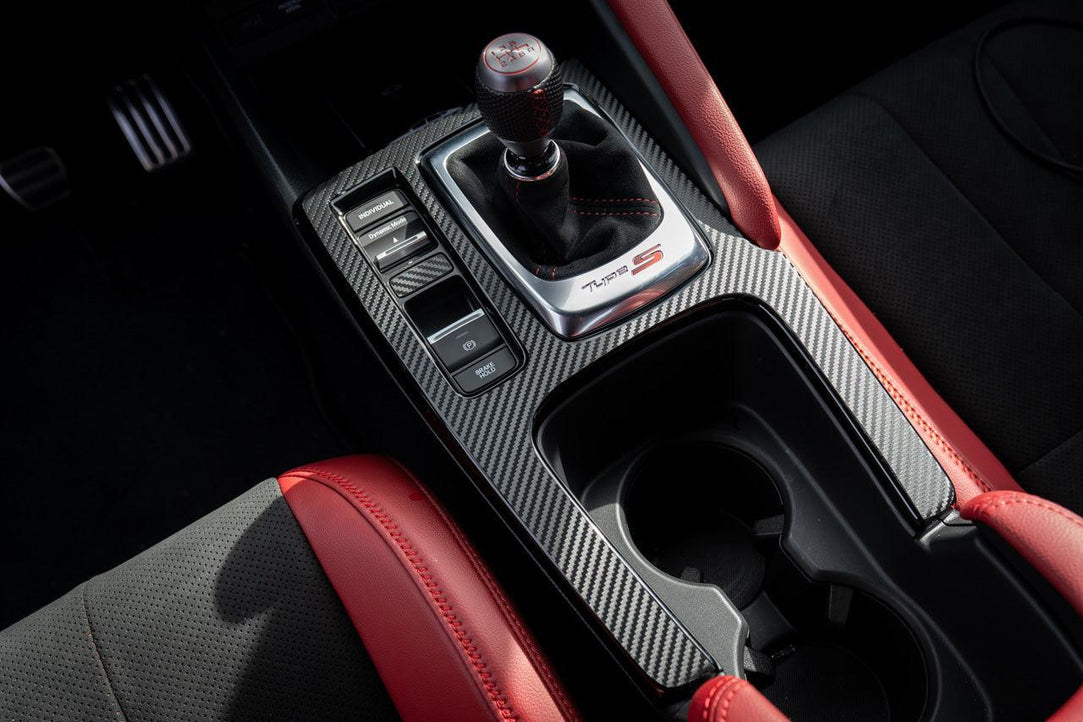 3D Carbon Fiber Manual Shifter Trim Overlay - 2023+ Integra 6MT / 2022+ Civic 6MT - StickerFab