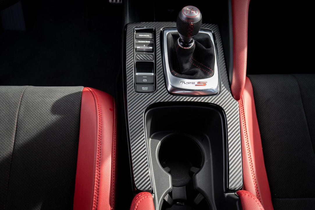 3D Carbon Fiber Manual Shifter Trim Overlay - 2023+ Integra 6MT / 2022+ Civic 6MT - StickerFab