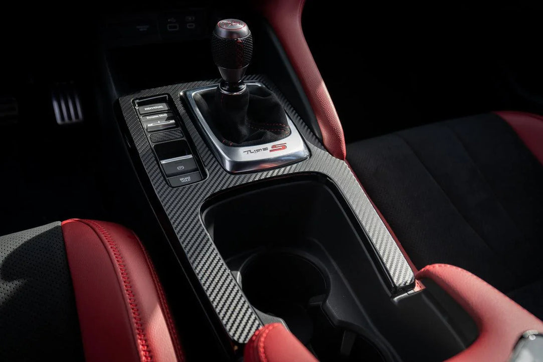 3D Carbon Fiber Manual Shifter Trim Overlay - 2023+ Integra 6MT / 2022+ Civic 6MT - StickerFab