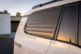 Pair Of American Flag Decals For 2014-2019 Toyota Highlander Rear Window – Matte Black Vinyl