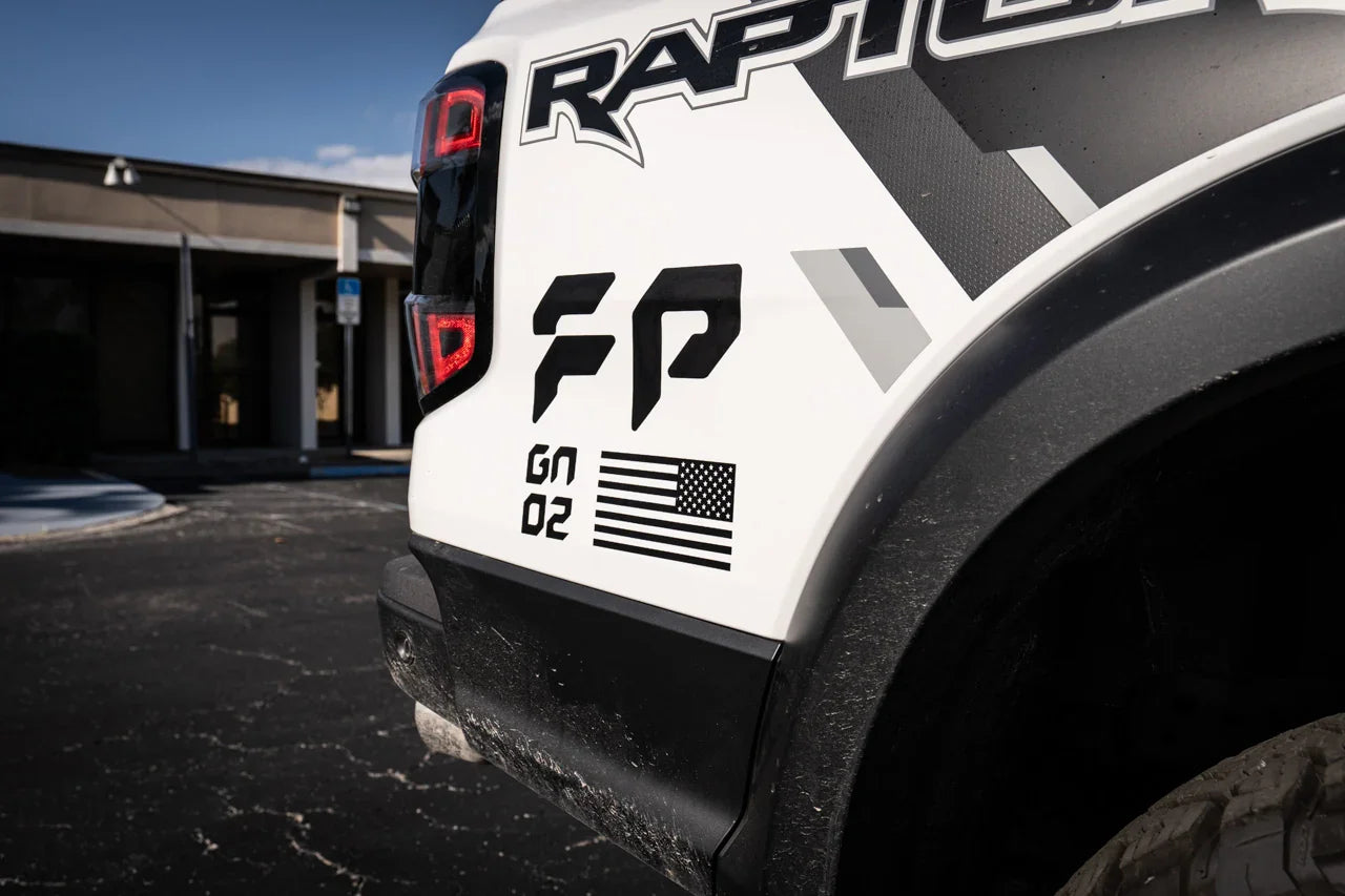 2024+ Ranger Raptor FP GN 02 Fender Decals with American Flags | StickerFab