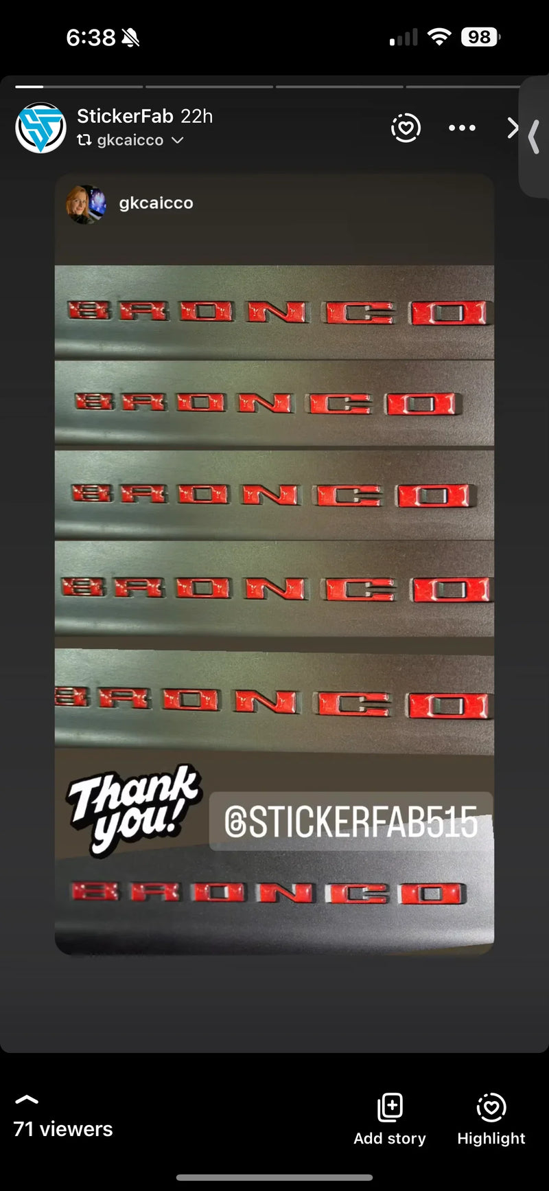 BRONCO Dash Letters Inserts - 2021+ Bronco