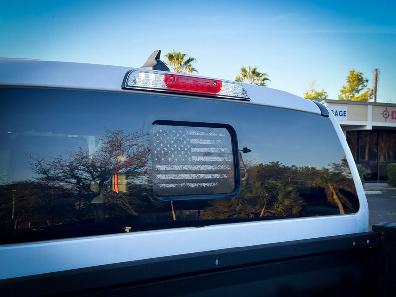 American Flag Perforated Rear Window Overlay V2 - 2024+ Ranger w/ Small Center Rear Window