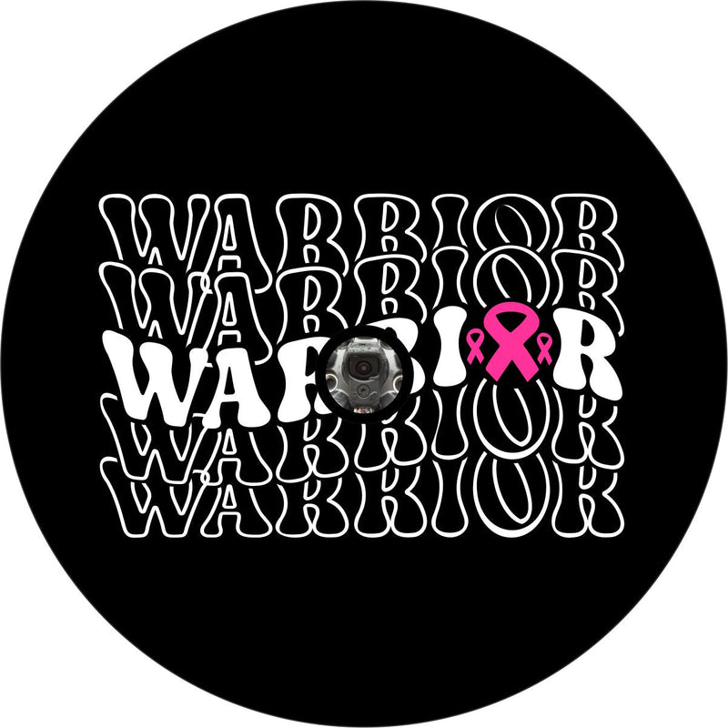 Warrior Cancer Ribbon Spare Tire Cover for Jeep, Bronco, RV, Camper, Trailer, & More