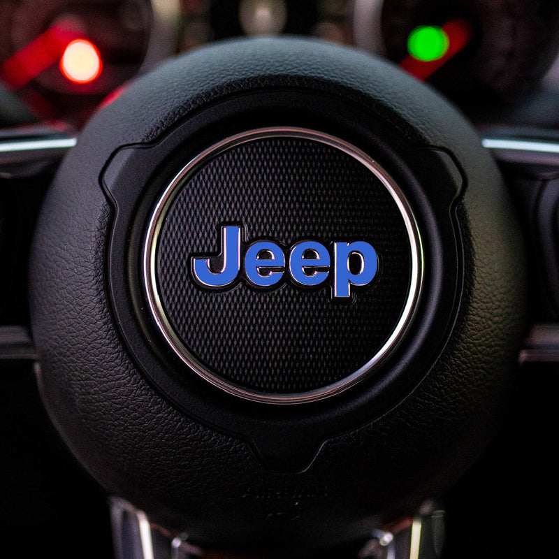JEEP Steering Wheel Emblem Overlay Decals (Various Designs) - 2018+ Wrangler JL / Gladiator JT