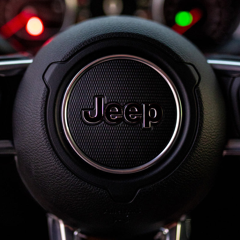 JEEP Steering Wheel Emblem Overlay Decals (Various Designs) - 2018+ Wrangler JL / Gladiator JT