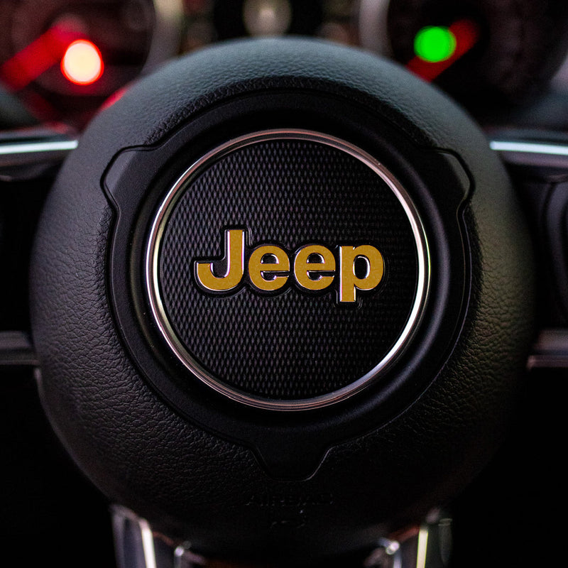 JEEP Steering Wheel Emblem Overlay Decals (Various Designs) - 2018+ Wrangler JL / Gladiator JT