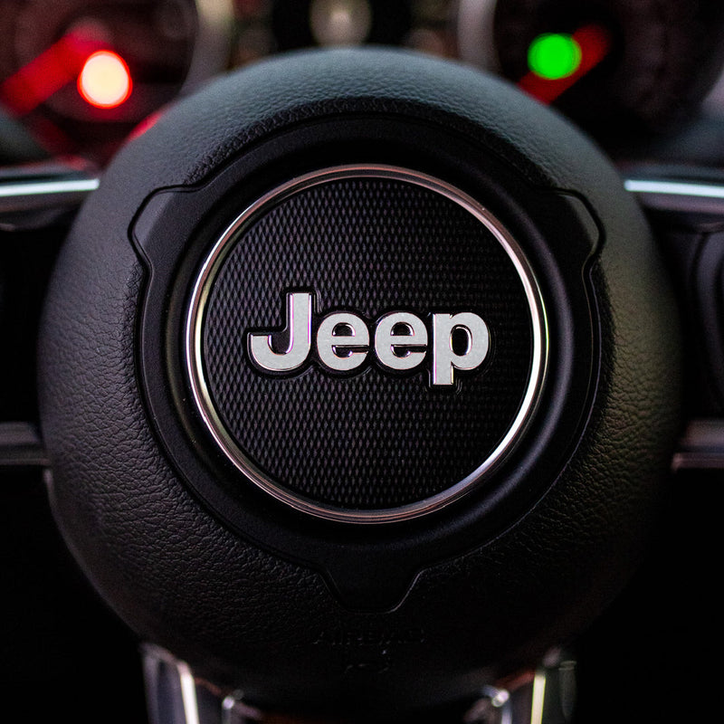 JEEP Steering Wheel Emblem Overlay Decals (Various Designs) - 2018+ Wrangler JL / Gladiator JT