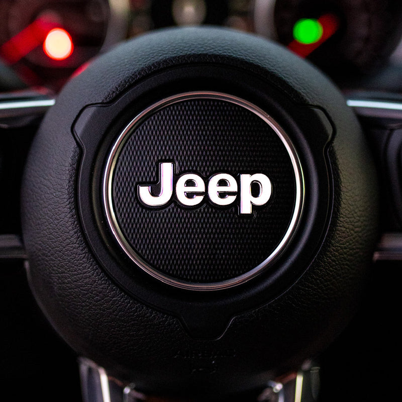 JEEP Steering Wheel Emblem Overlay Decals (Various Designs) - 2018+ Wrangler JL / Gladiator JT