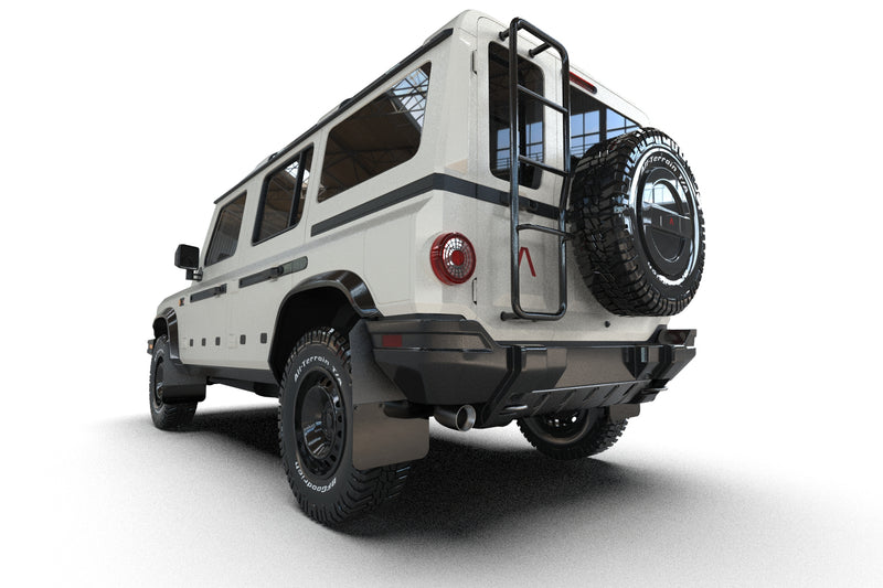 Rally Armor 23-25 Ineos Grenadier Black Mud Flap - Warm Grey Logo