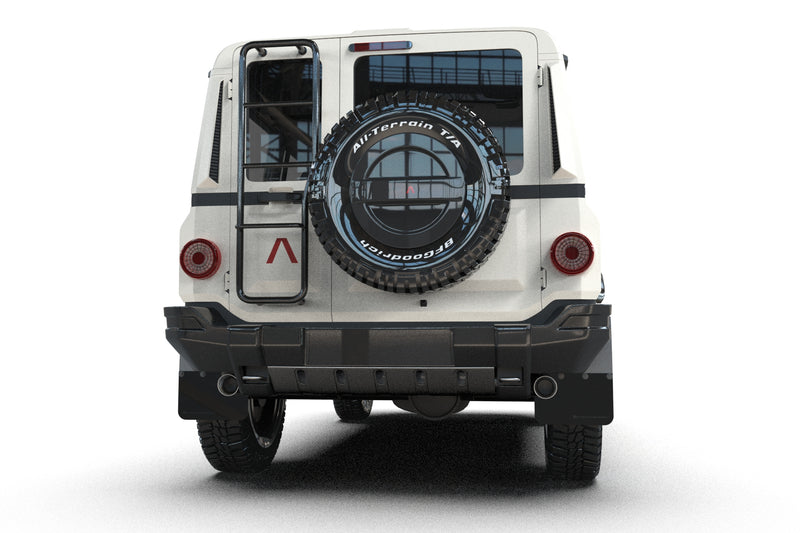 Rally Armor 23-25 Ineos Grenadier Black Mud Flap - Warm Grey Logo