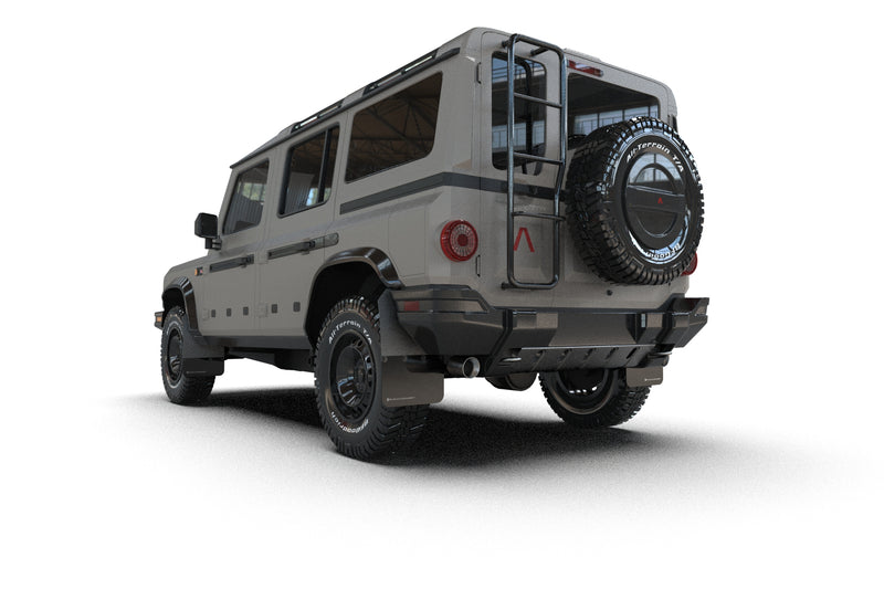 Rally Armor 23-25 Ineos Grenadier Black Mud Flap - Warm Grey Logo