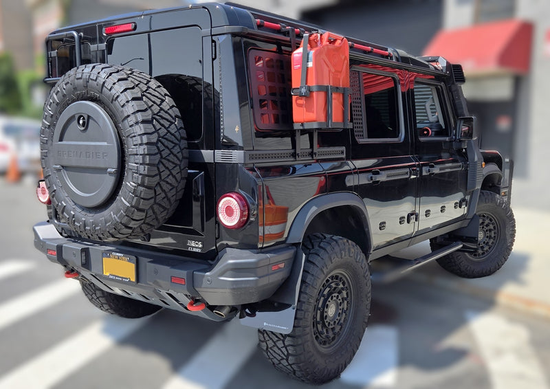 Rally Armor 23-25 Ineos Grenadier Black Mud Flap - Warm Grey Logo