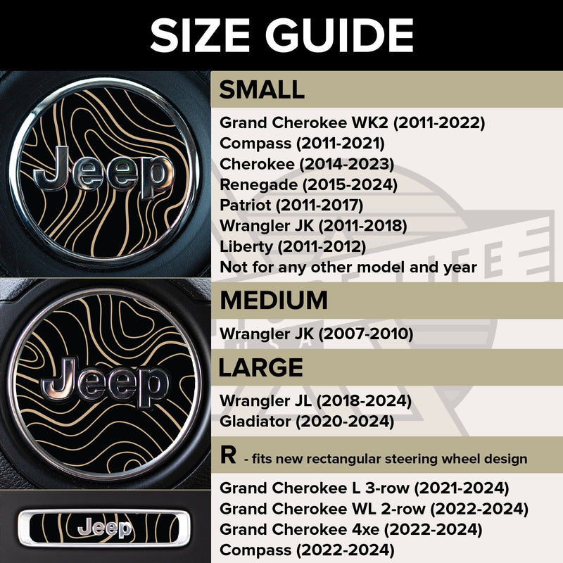 Topographical Map Print Steering Wheel Decal for Jeep - 2018+ Wrangler JL / Gladiator JT