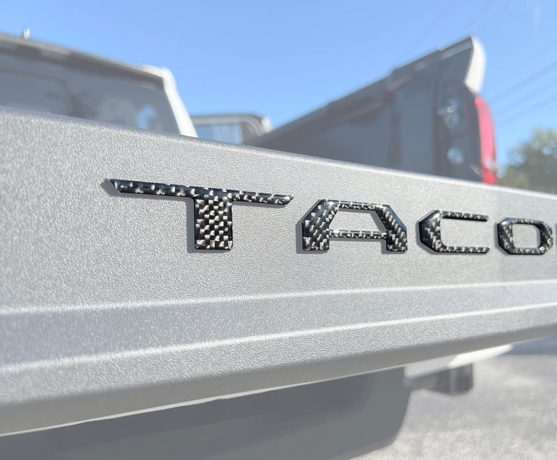 Domed Bed Rail Tailgate Letter Overlays - 2024+ Tacoma