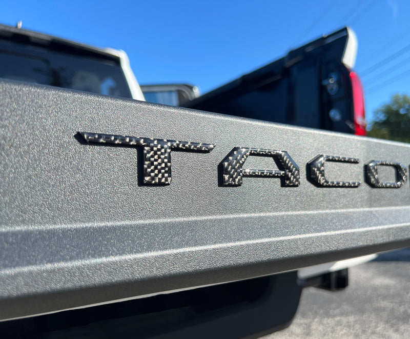 Domed Bed Rail Tailgate Letter Overlays - 2024+ Tacoma