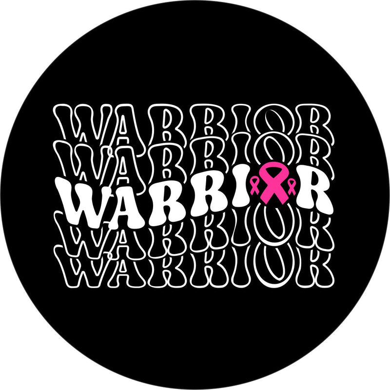 Warrior Cancer Ribbon Spare Tire Cover for Jeep, Bronco, RV, Camper, Trailer, & More