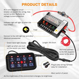 Auxbeam 8 Gang Blue Led Switch Panel Kit Automatic Dimmable - Universal - StickerFab