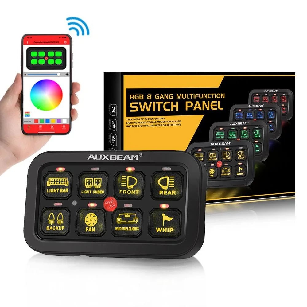 Main Switch Rgb Auxbeam 8 Gang RGB Led Switch Panel Kit wtih App - Universal | StickerFab