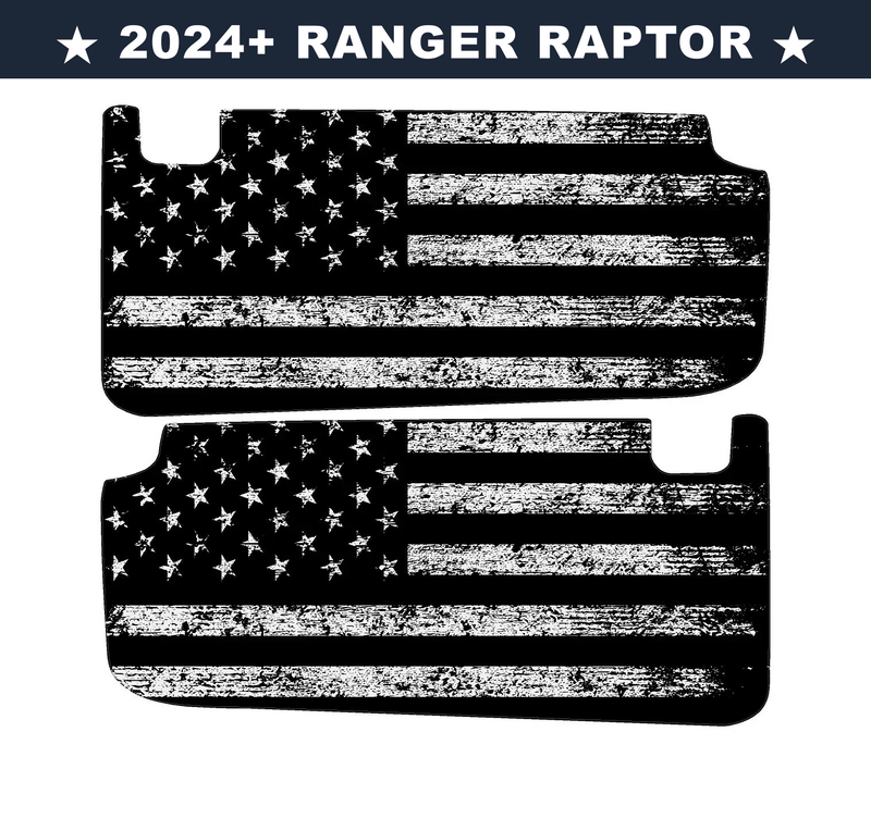 2024+ Ranger Raptor American Flag Sun Visor Overlays with Homelink ...