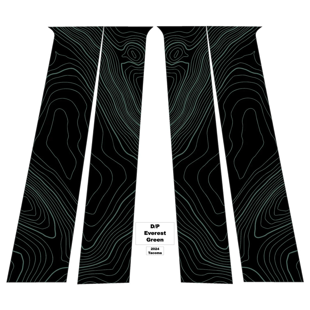 Topographic B Pillar Overlays - 2024+ Tacoma Double Cab / 2025+ 4Runner