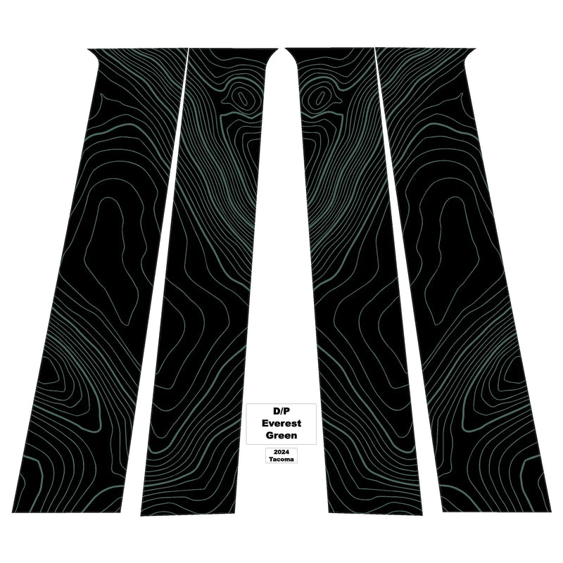 Topographic B Pillar Overlays - 2024+ Tacoma Double Cab / 2025+ 4Runner