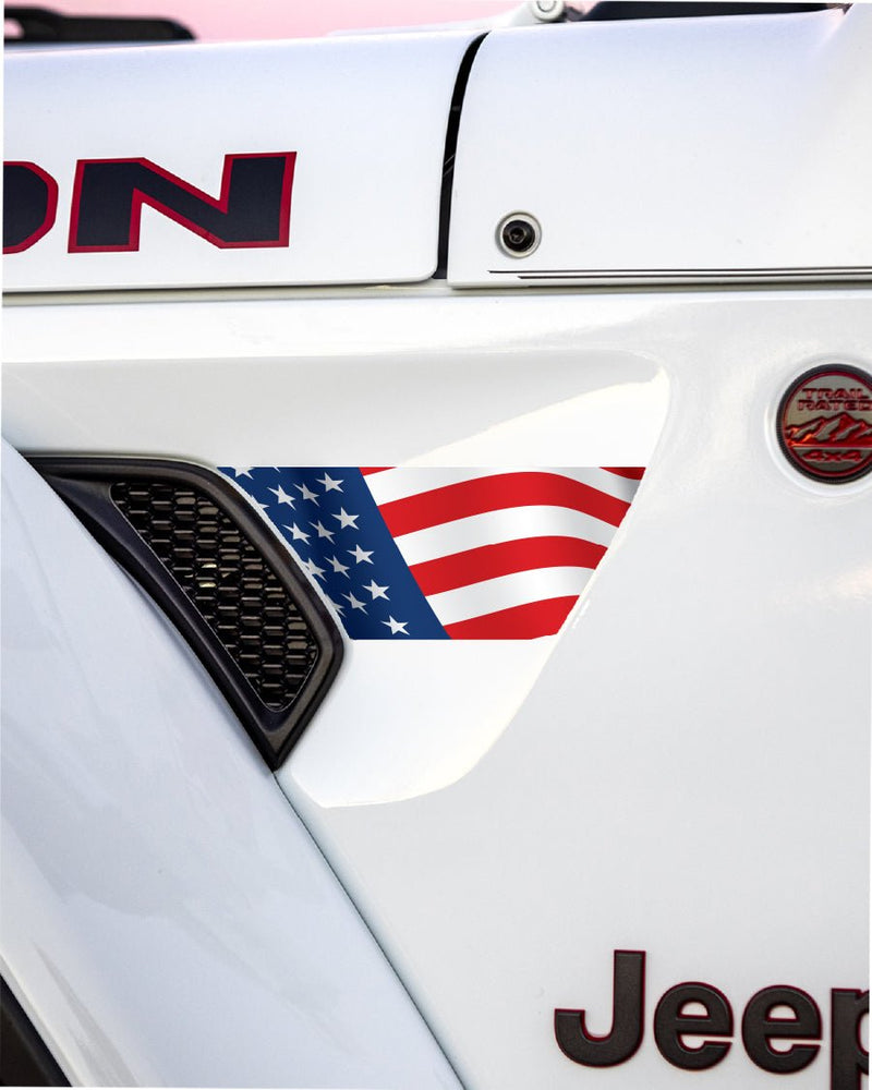 American Flag Fender Vent Decal Set - 2018+ Wrangler JL / Gladiator JT