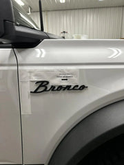2021+ Ford Bronco Cursive Script Metal Emblems (Modified) | StickerFab