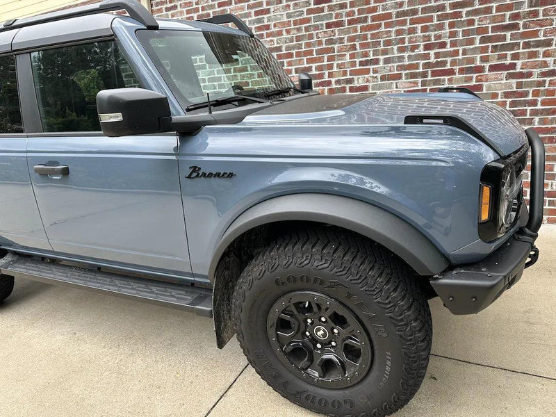 2021+ Ford Bronco Cursive Script Metal Emblems (Modified) | StickerFab
