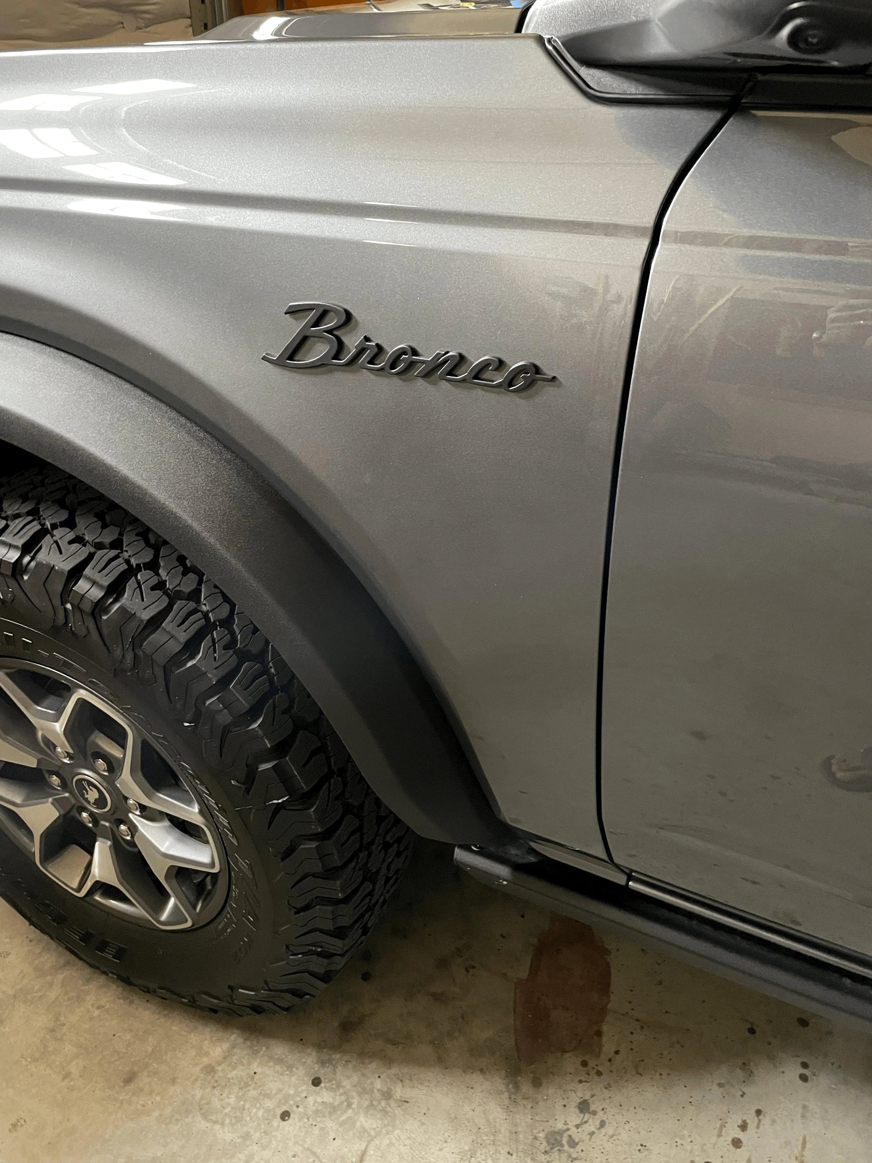 2021+ Ford Bronco Cursive Script Metal Emblems (Modified) | StickerFab