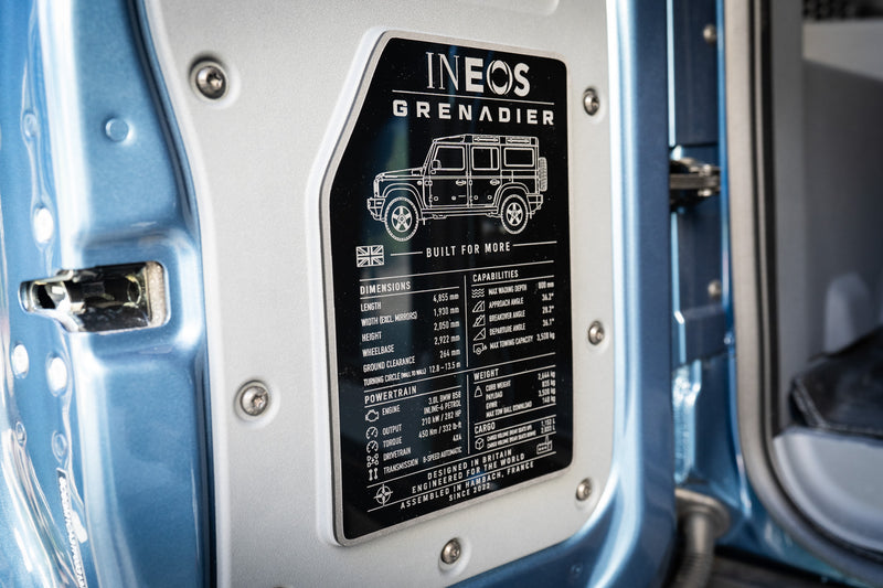 For INEOS Grenadier Cargo Door Spec Plate | StickerFab | StickerFab