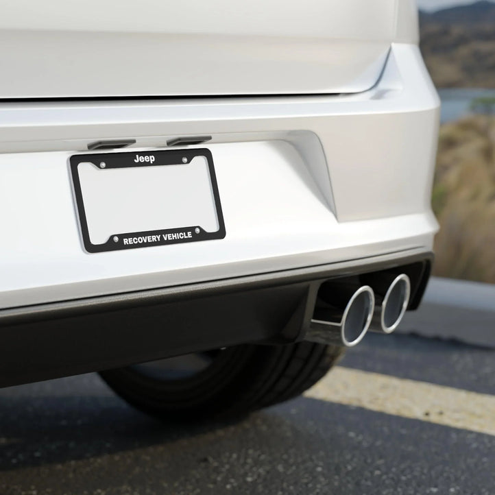 "Jeep Recovery Vehicle" License Plate Frame - (Black) - StickerFab