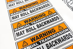 Manual Transmission May Roll Back Warning Sticker 6.5