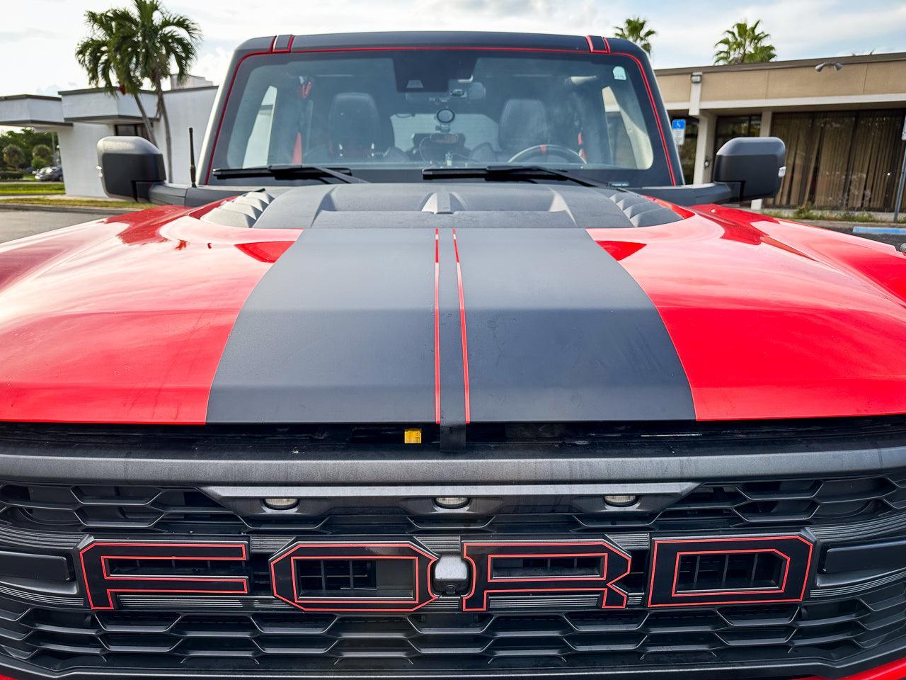 Bronco Stripe Raptor 2022+ Bronco Raptor Racing Hood Stripes V1 | StickerFab