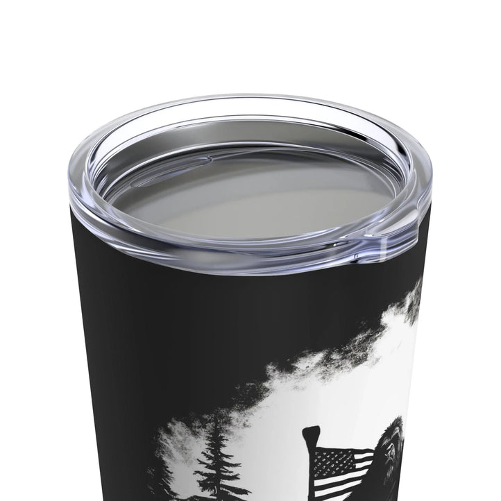 Sasquatch with American Flag Awesome Tumbler 20oz - StickerFab