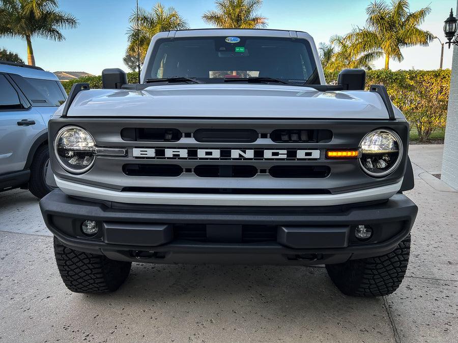 Smoked Signature Style Light Bar Overlays - 2021+ Bronco (Standard Headlights) - StickerFab